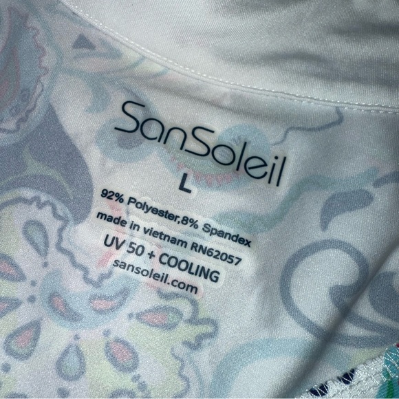 SanSoleil UPF 50+ Cooling Floral‎ Paisley Mesh Detail Long Sleeve Quarter Zip Lg - Picture 9 of 10